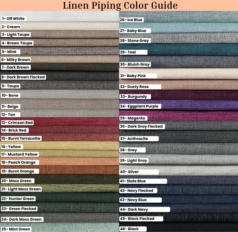 Linen Throw Pillow Cover with Piping – 46 Colors Available image 7