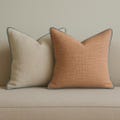 Piping Linen Pillow Cover, Throw Pillow with Piping, Personalized Piping Decorative Cushion Cover, Corded Linen Lumbar Pillows for Couches