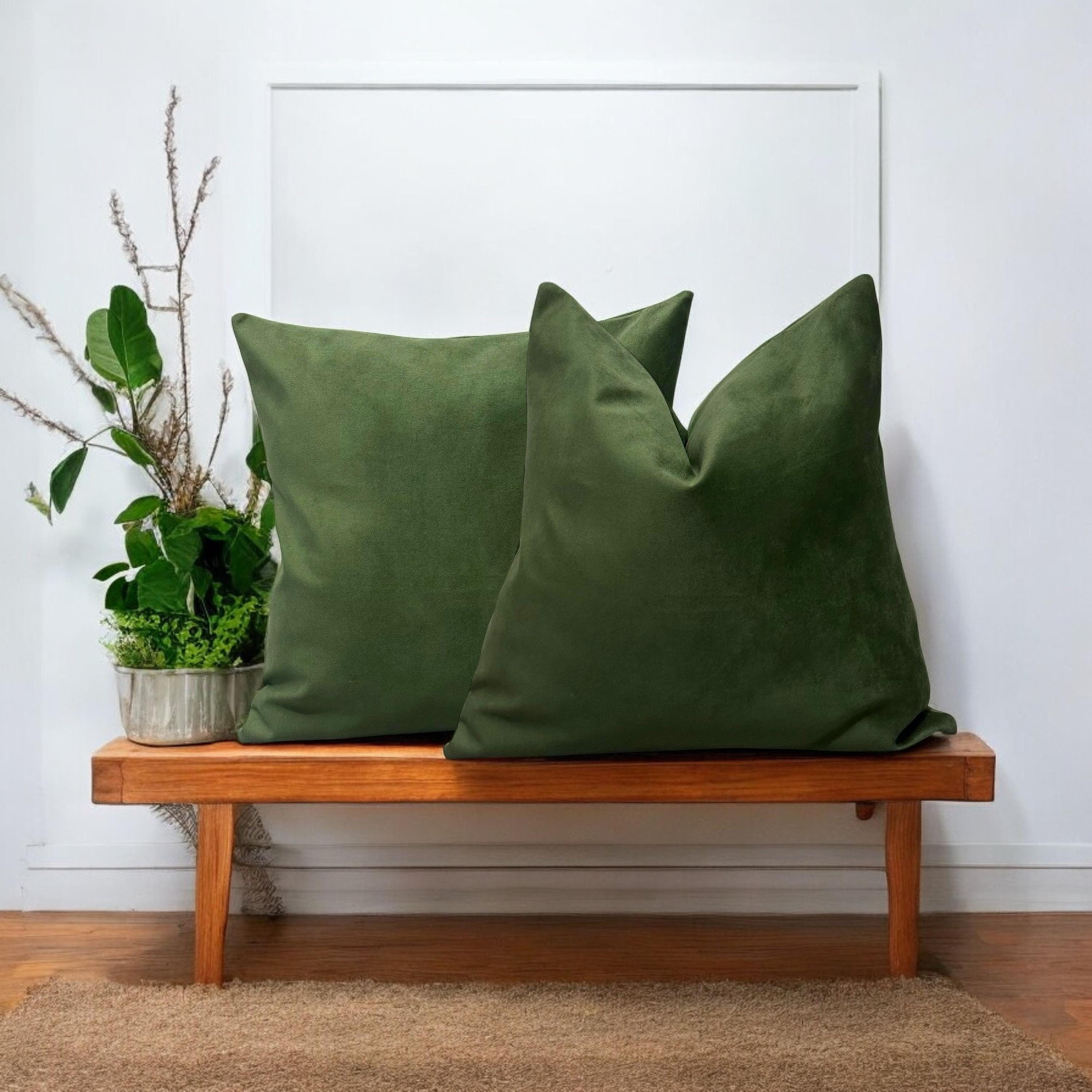 Moss Green Velvet Pillow Cover, Moss Green Cushion Cover, Decorative Throw Pillows, Soft Velvet Lumbar Pillow Cover, Velvet Euro Sham Covers