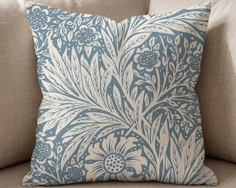 William Morris Marigold Kissenbezug, China Blau Blumenkissenbezug, Benutzerdefinierte Größe
