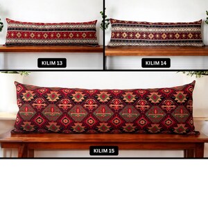 Wine Red Kilim Throw Pillow Cover, Kilim Oversized Pillows, Designer Pillow Cover, Headboard Ottoman Pillows, Boho Style Kilim Cushion Cover image 5