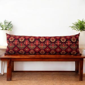 Funda de cojín Kilim color rojo vino, cojines Kilim extragrandes, funda de cojín de diseño, cojines para cabecero otomano, funda de cojín Kilim estilo bohemio
