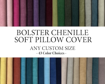 Chenille Bolster Pillow Case, Oversized Bolster Throw Pillows for Couch, Decor Headboard Pillows for Bedroom, Long Chenille Bolster Pillows