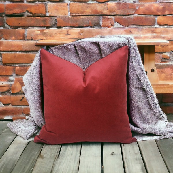 Any Size Wine Red Velvet Pillows/Velvet Throw Pillow/Couch And Sofa Pillow/Soft Velvet Pillow/Living Room Pillow Case/Velvet Cushion Cover