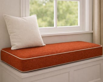 Boucle Box Kissenbezug, Fensterbankkissen, Sondergrößen, mit Paspelierung, in 15 Farben
