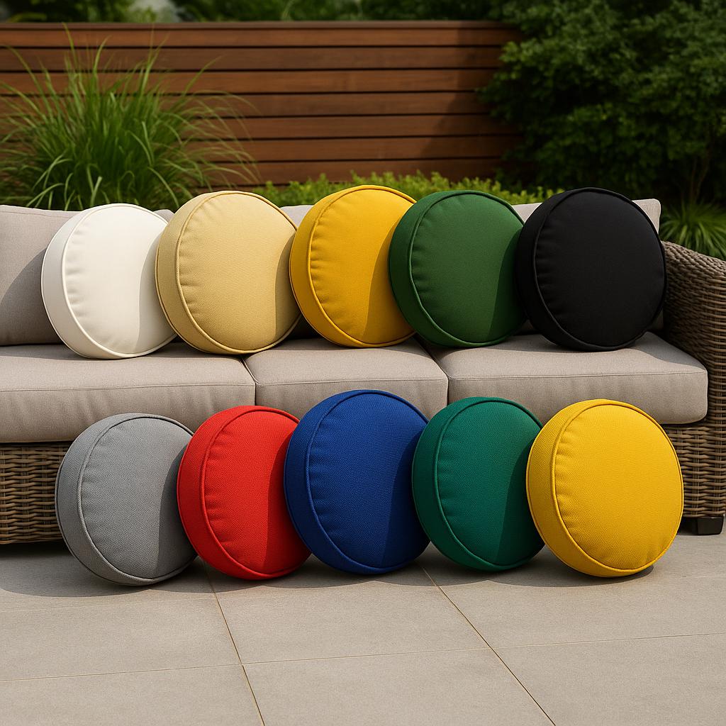 Round Outdoor Pillow Cover, Waterproof Olefin Cushion Case, Weather Resistant Garden Decor, Circle Patio Throw Pillow, Round Piping Pillow