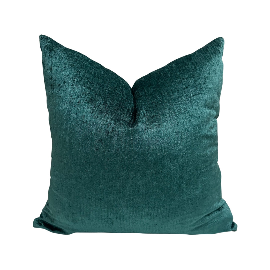 Turquoise Chenille Pillow Case, Iridescent Teal Throw Pillows for Couch