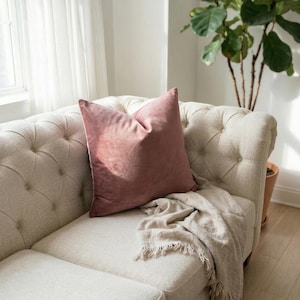 Dusty Rose Velvet Pillow Cover, Decorative Pillows for Bedroom and Livingroom, Dusty Rose Throw Pillows for Couch, Sofa Velvet Cushion Case image 8
