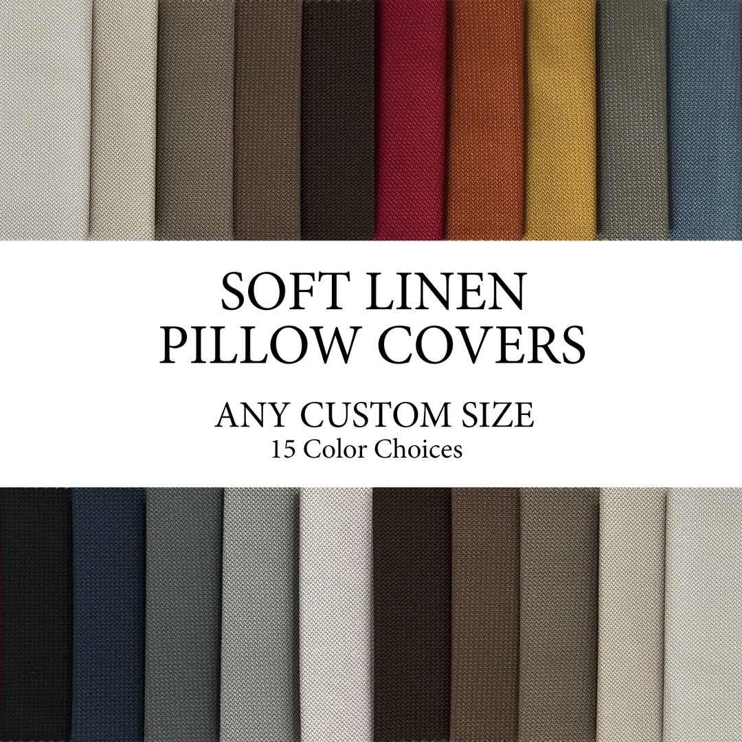 Soft Linen Pillow Cover, Thin Linen Throw Pillows for Bed, Solid