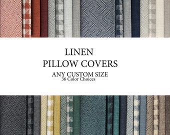 Any Size Linen Throw Pillows for Livingroom Couch, Custom Color Decorative Linen Pillows for Sofa, Designer Farmhouse Linen Pillow Covers