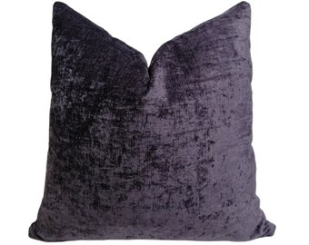 Iridescent Purple Chenille Throw Pillow Cover: Textured Accent Cushion