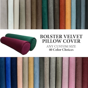 Velvet Bolster Pillow Cover, Bolster Pillow Cover, Decorative Bolster Pillow, Headboard Velvet Cushion Case, Sofa Bolster Cover, 41 Colors image 1