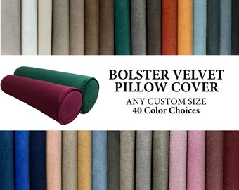 Velvet Bolster Pillow Cover, Bolster Pillow Cover, Decorative Bolster Pillow, Headboard Velvet Cushion Case, Sofa Bolster Cover, 41 Colors