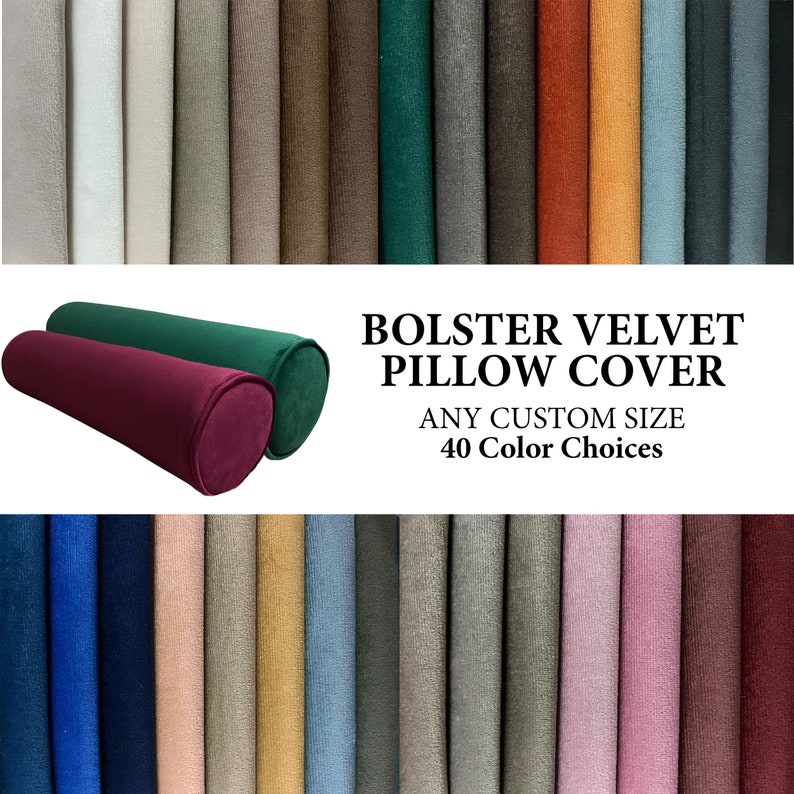 Velvet Bolster Pillow Cover, Bolster Pillow Cover, Decorative Bolster Pillow, Headboard Velvet Cushion Case, Sofa Bolster Cover, 41 Colors image 1