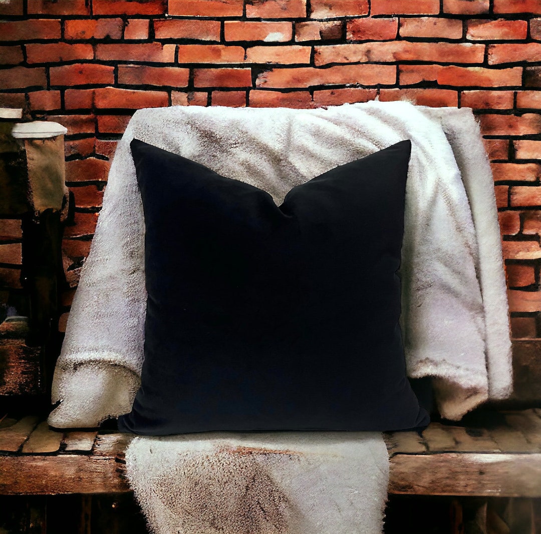 Black Velvet Throw Pillows for Couch and Sofa, Decorative Soft Pillow