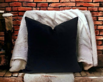 Cojines de terciopelo negro para sofá y sofá, fundas de almohada suaves decorativas, cojines de lujo de cualquier tamaño, fundas de almohada lumbar de patio oscuro de 20 x 20