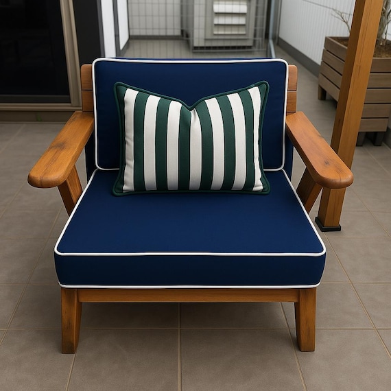 クッションカバー Cushion Cover navy line Dark Navy Blue Outdoor Cushion Cover, Waterproof Patio Pillow Case