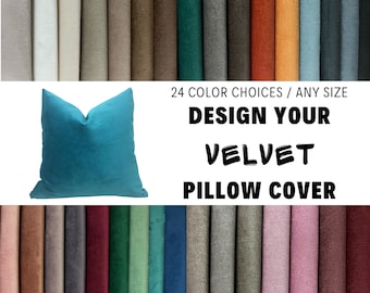 Solid Velvet Pillow Cover, Throw Pillows for Couch and Sofa, Decorative Soft Pillow Cases, Lumbar Euro Sham Cover, Any Color Any Size Pillow