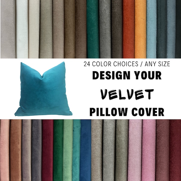 Solid Velvet Pillow Cover, Throw Pillows for Couch and Sofa, Decorative Soft Pillow Cases, Lumbar Euro Sham Cover, Any Color Any Size Pillow