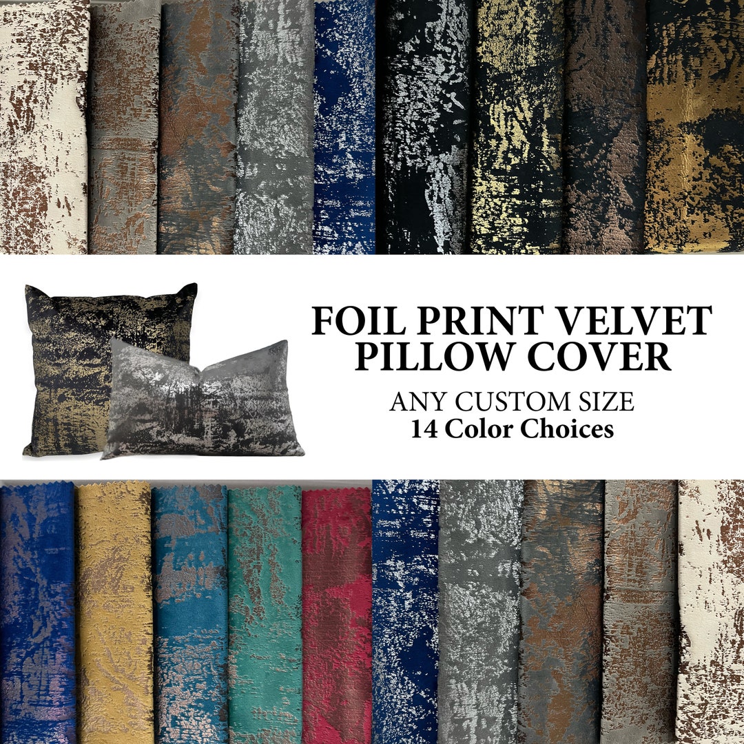 Foil Print Velvet Throw Pillow Covers for Livingroom Couch, Designer Bed Lumbar Pillow Case
