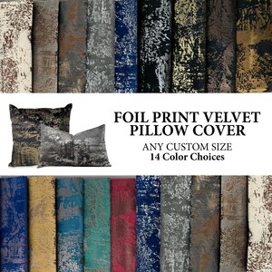 Foil Print Velvet Throw Pillow Covers for Livingroom Couch, Designer Bed Lumbar Pillow Case, Luxury Decorative Cushions for Sofa, Any Size