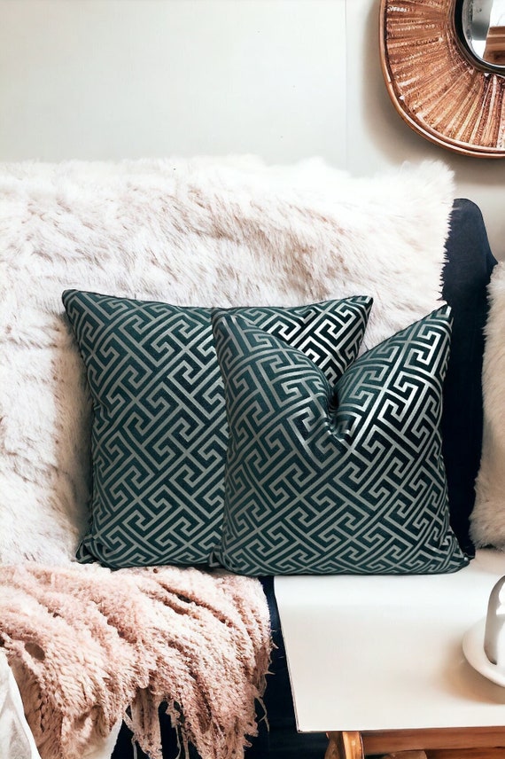 Dark green pillows for couch sale