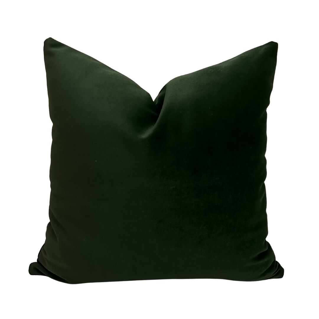 Moss Green Velvet Pillow Cover, Decorative Moss Green Throw Pillows for