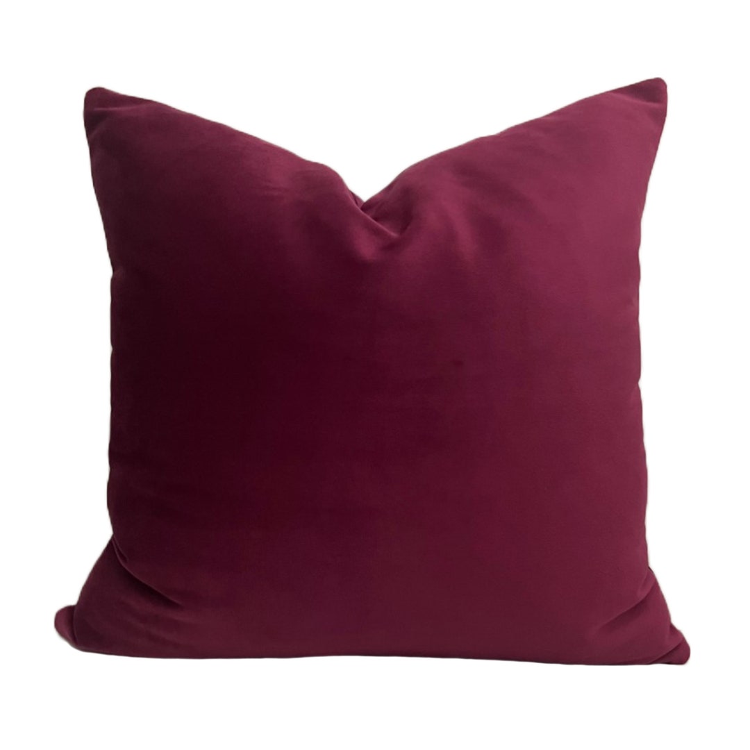 Burgundy Velvet Throw Pillow Cover Solid Lumbar Cushions for Etsy