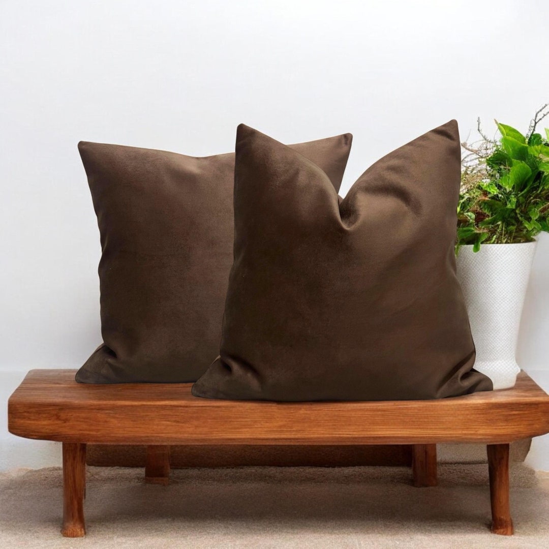 Brown Velvet Pillow Cover, Brown Velvet Throw Pillow, Velvet Cushion ...