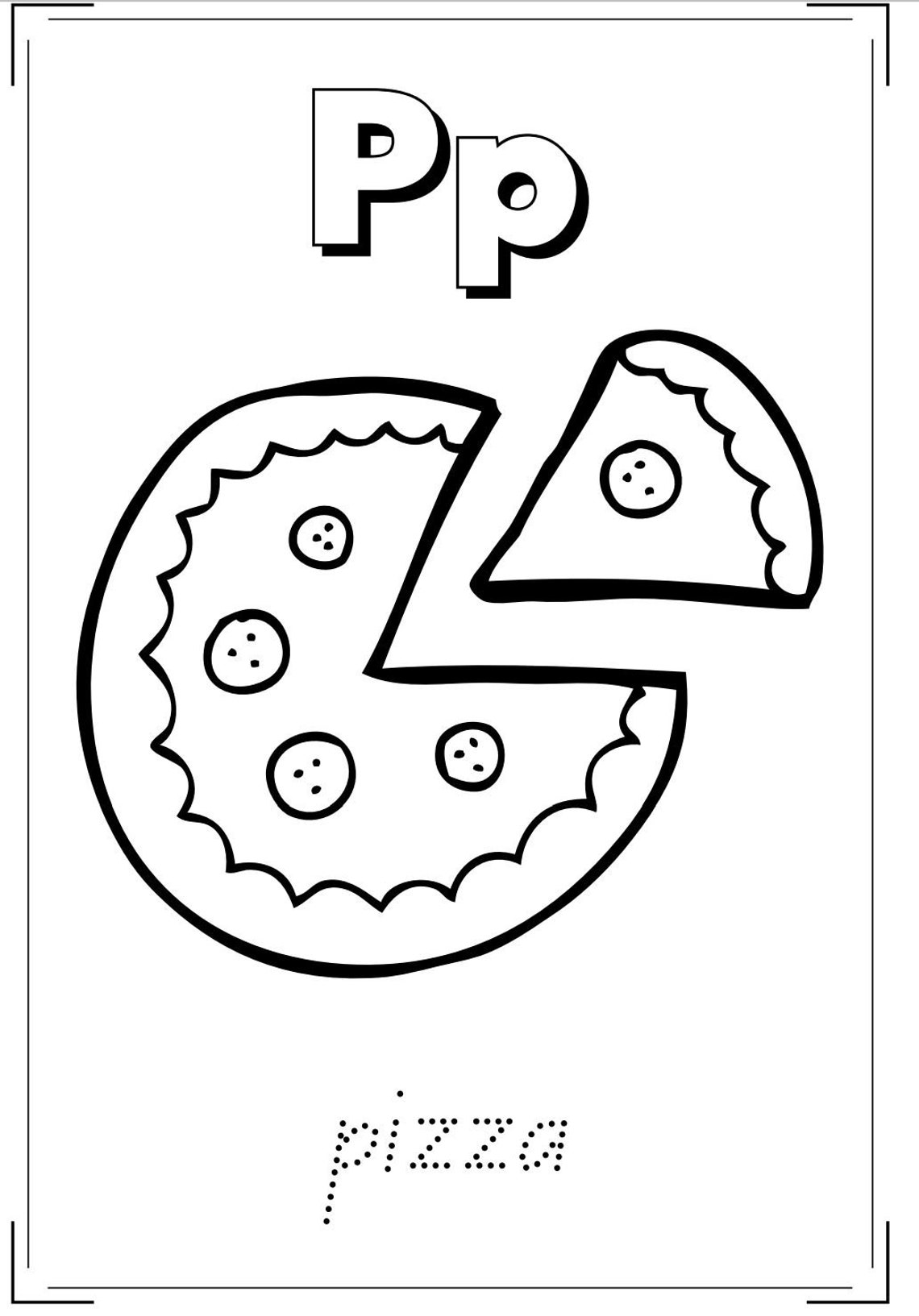 Food Alphabet Coloring Book Etsy