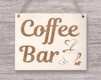 Coffee bar sign wood engraved coffee bar decor great coffee lovers gift