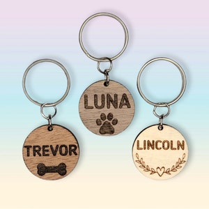 Personalized dog tag wood engraved. Engrave your pets name and details. Dog name tag