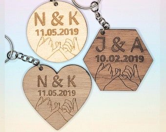 pinky promise keychain wood engraved great gift for boyfriend girlfriend couple