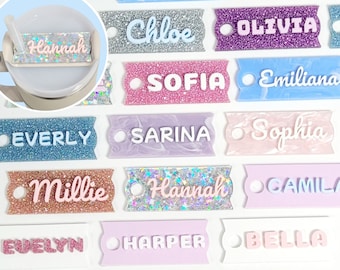 Custom tumbler name tag for 40oz/30oz/20oz cup. Choose from multiple glitter stars and pastel tumbler name plates