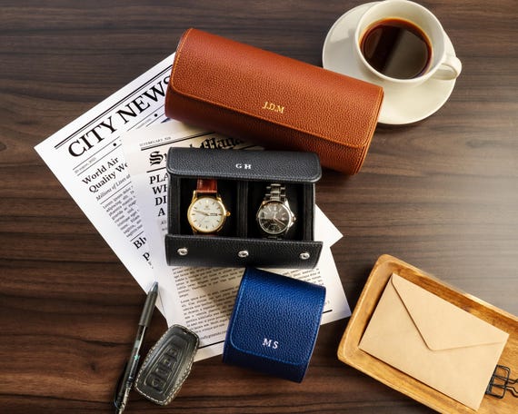 Personalized Watch Case, Leather Watch Box, The Perfect Gift for Him, Customize Your Watch Holder with Initials or Name