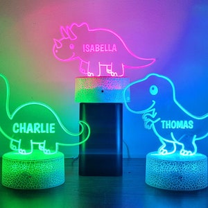 Custom dinosaur night light, Kids acrylic night light for kids bedroom decor, personalized with your name. image 4