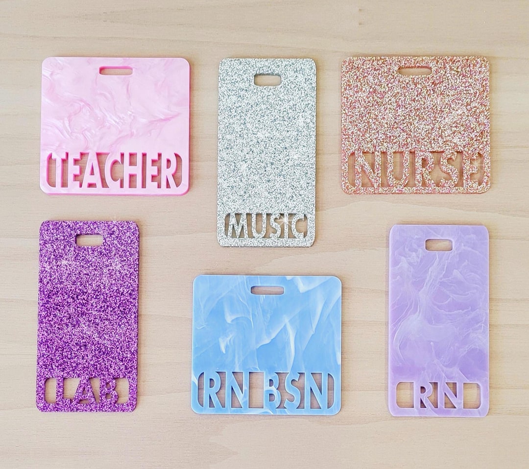 Custom badge buddy id holder, Enter your title on the cute acrylic and glitter acrylic bad