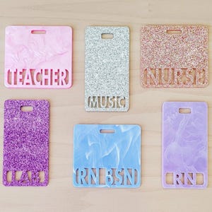 Custom badge buddy id holder, Enter your title on the cute acrylic and glitter acrylic badge holder