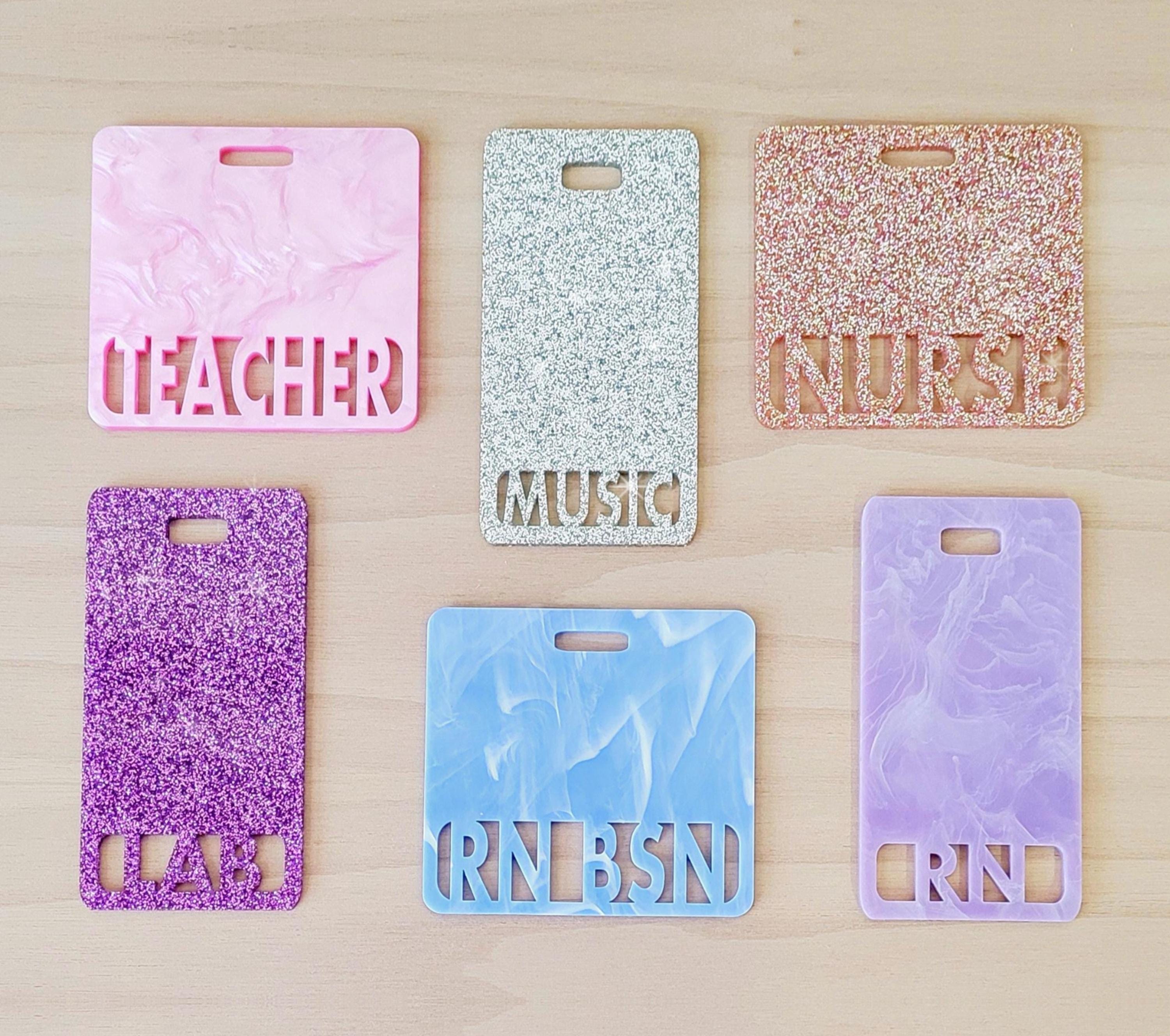 Custom badge buddy id holder, Enter your title on the cute acrylic and glitter acrylic badge holder