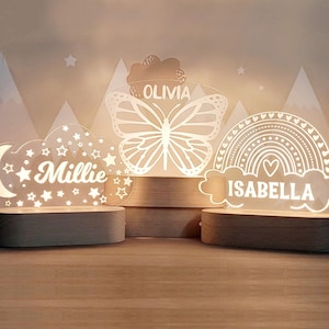 Custom Night Light, Moon & Stars Butterfly or Rainbow for Kids Room Decor, Personalize with Your Name image 10