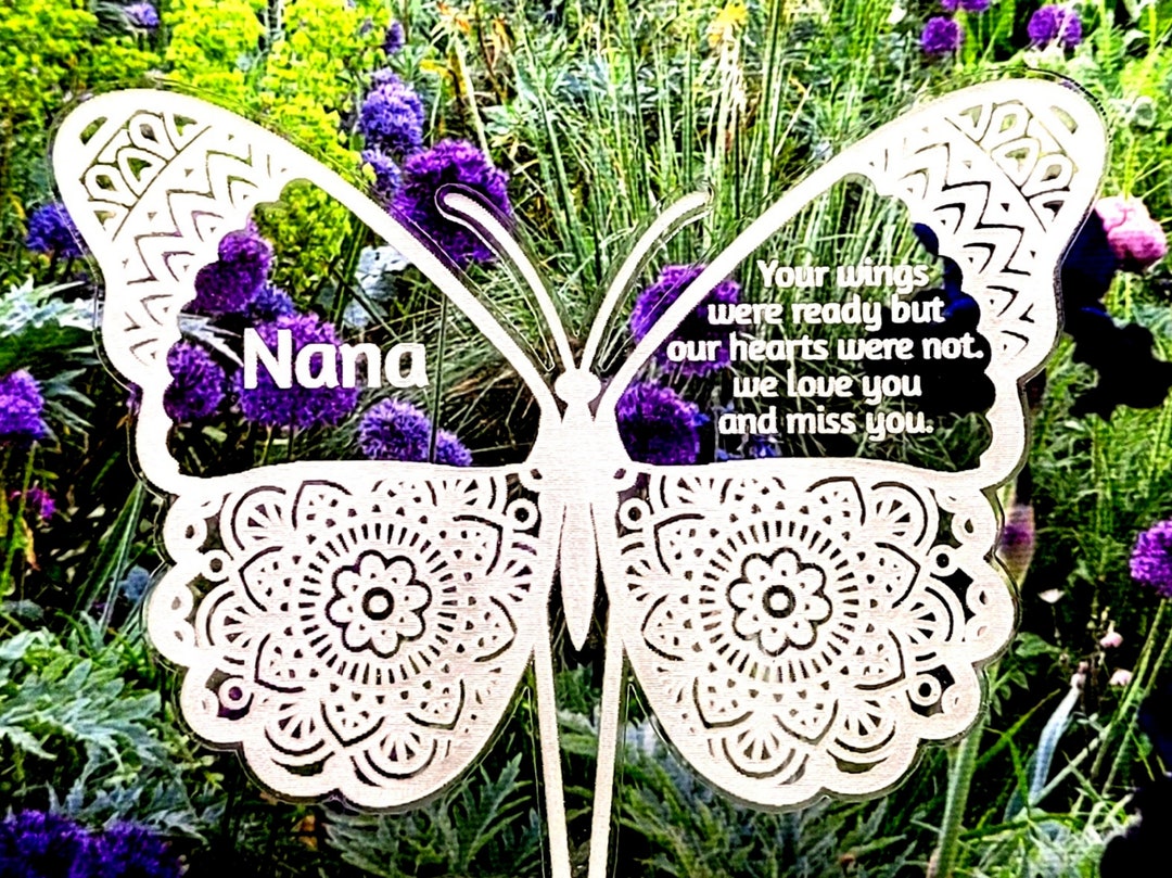 Grave Decoration Butterfly Memorial Ornament, Engrave Your Loved One's