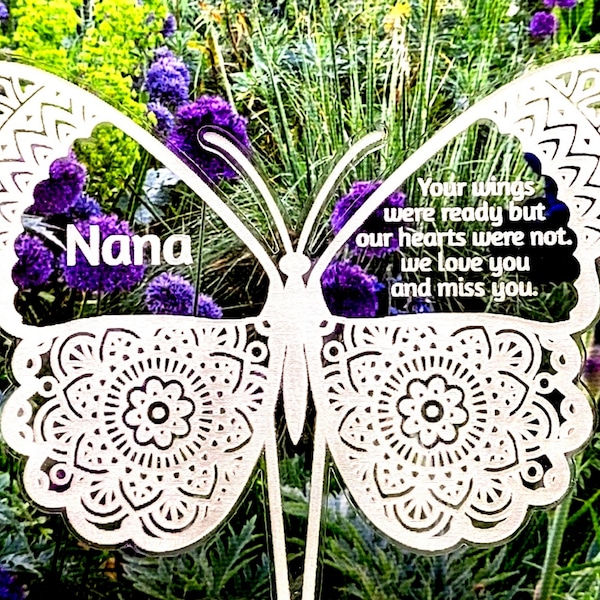 Grave decoration butterfly memorial ornament, Engrave your loved one's name on a custom acrylic sign.