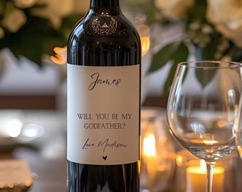 Will You Be My Godfather Wine Bottle Label | Minialist Godfather Label | Godfather Label | Personalized Wine Label | Godparent Proposal