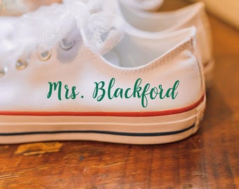 Custom Wedding Shoe  Decal, Personalized Converse Shoe Stickers, Wedding Iron On Transfers