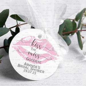 Kiss The Miss Goodbye Tags, Personalized Bridal Shower Tag, Bridal Shower Tags, Goodbye, Kiss The Miss