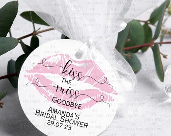 Kiss The Miss Goodbye Tags: Personalized Bridal Shower Favors