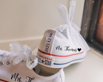 Custom Wedding Shoe  Decal, Personalized Converse Shoe Stickers, Wedding Iron On Transfers