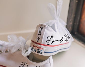 Custom Wedding Converse Shoe Decal, Personalized Iron-On Transfer