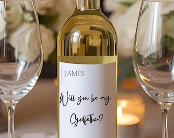Will You Be My Godfather Wine Bottle Label | Minialist Godfather Label | Godfather Label | Personalized Wine Label | Godparent Proposal