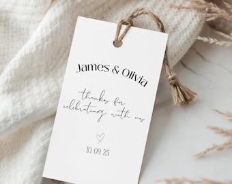 Minimalist Thank You  Tag: Wedding Gift Tags, Bridal Shower Gift Tags Set of 12